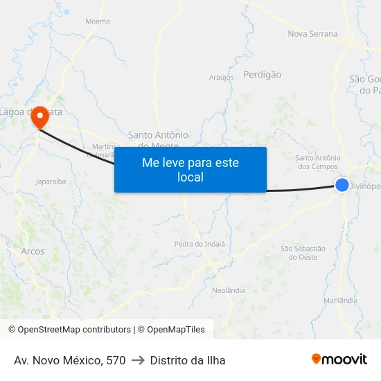 Av. Novo México, 570 to Distrito da Ilha map