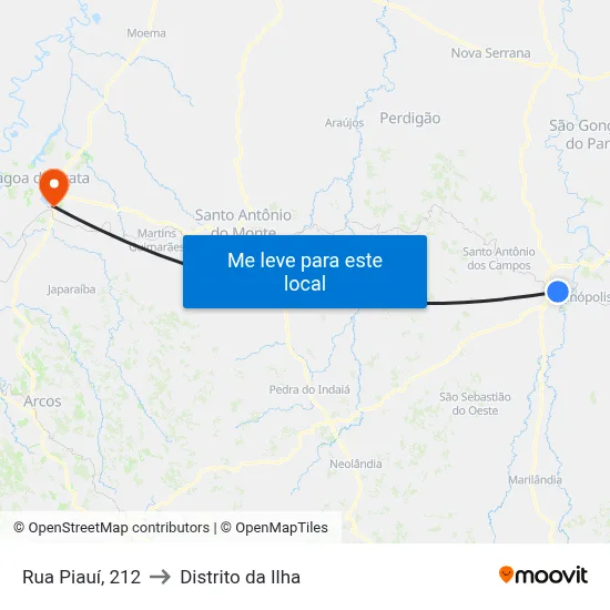 Rua Piauí, 212 to Distrito da Ilha map
