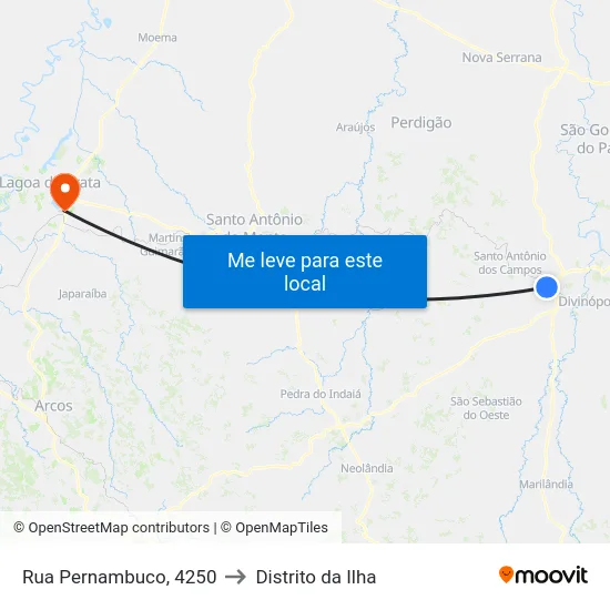 Rua Pernambuco, 4250 to Distrito da Ilha map