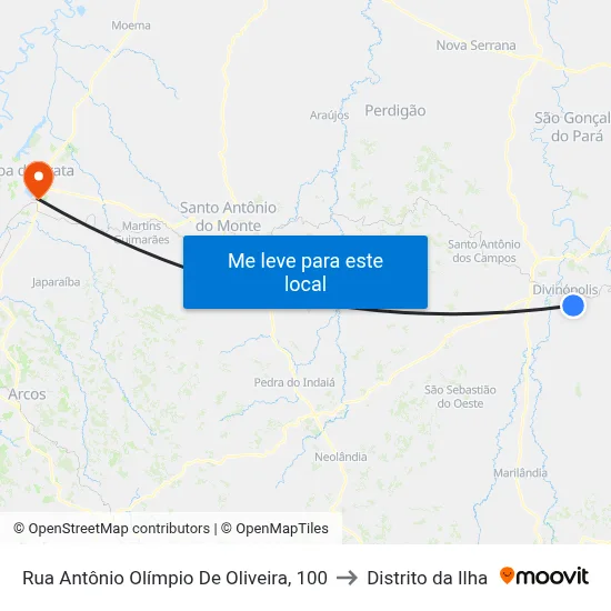 Rua Antônio Olímpio De Oliveira, 100 to Distrito da Ilha map