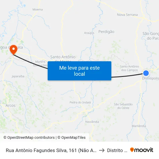 Rua Antônio Fagundes Silva, 161 (Não Atendimento À Unifenas) to Distrito da Ilha map
