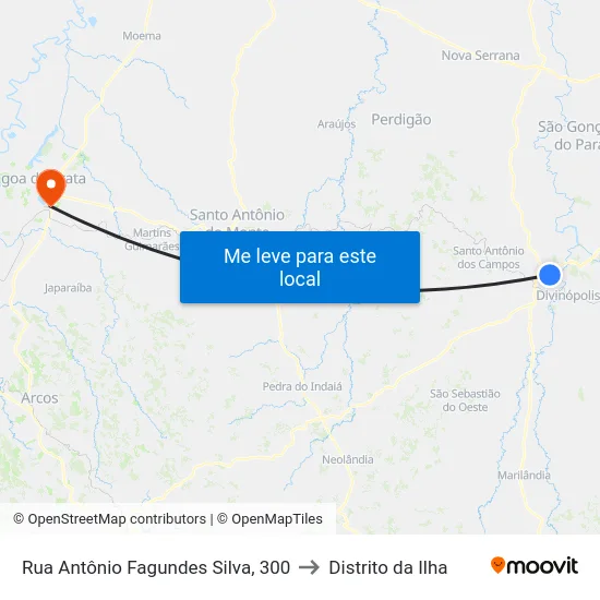 Rua Antônio Fagundes Silva, 300 to Distrito da Ilha map