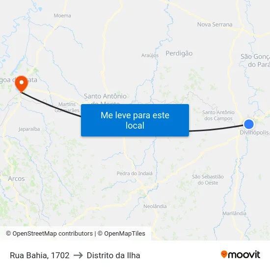 Rua Bahia, 1702 to Distrito da Ilha map