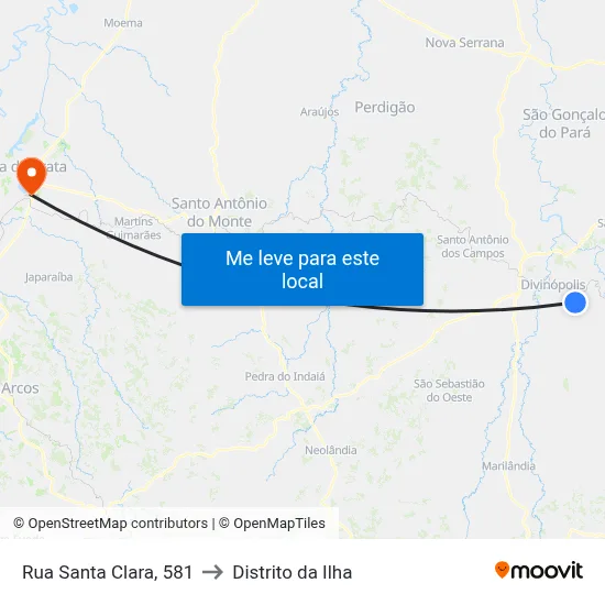 Rua Santa Clara, 581 to Distrito da Ilha map