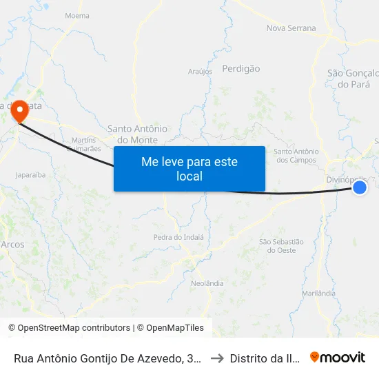 Rua Antônio Gontijo De Azevedo, 310 to Distrito da Ilha map