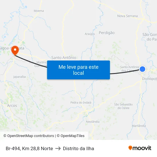 Br-494, Km 28,8 Norte to Distrito da Ilha map