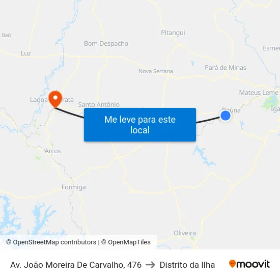 Av. João Moreira De Carvalho, 476 to Distrito da Ilha map