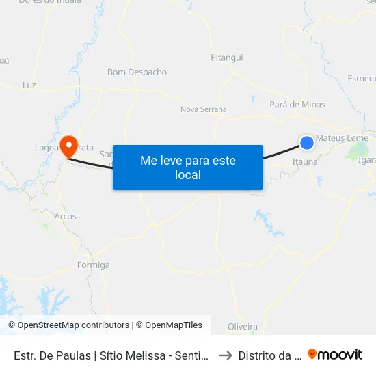 Estr. De Paulas | Sítio Melissa - Sentido Bairro to Distrito da Ilha map
