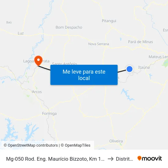 Mg-050 Rod. Eng. Maurício Bizzoto, Km 101,4 Oeste | Fazenda Duas Pontes to Distrito da Ilha map