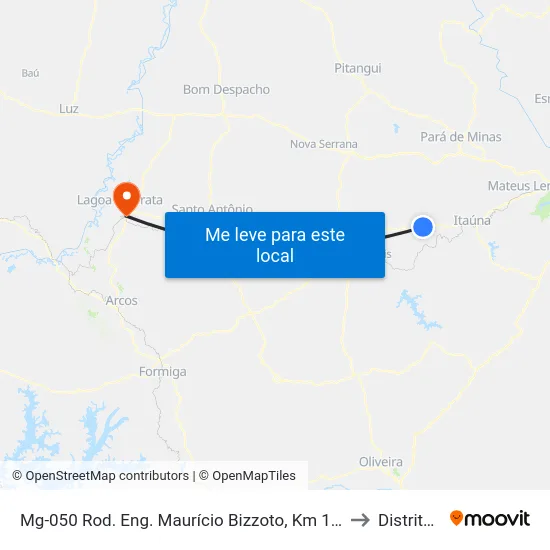 Mg-050 Rod. Eng. Maurício Bizzoto, Km 102 Leste | Fazenda Duas Pontes to Distrito da Ilha map
