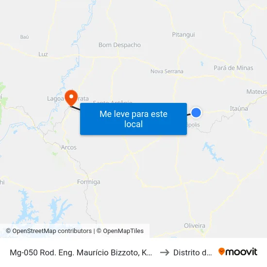 Mg-050 Rod. Eng. Maurício Bizzoto, Km 114,1 Leste to Distrito da Ilha map