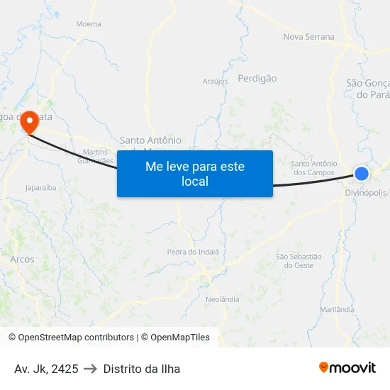 Av. Jk, 2425 to Distrito da Ilha map