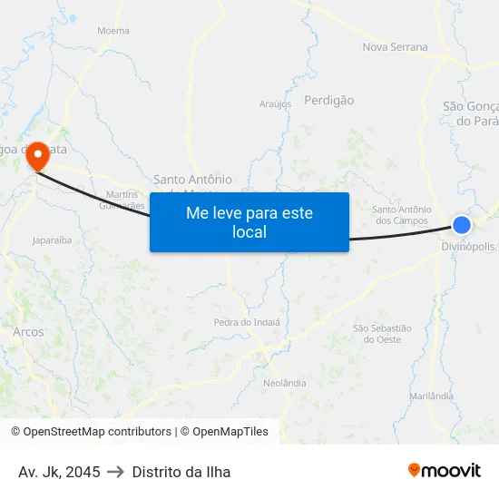 Av. Jk, 2045 to Distrito da Ilha map