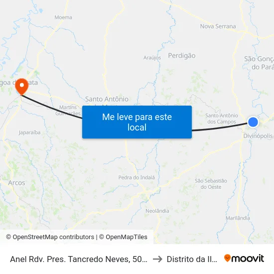 Anel Rdv. Pres. Tancredo Neves, 5050 to Distrito da Ilha map