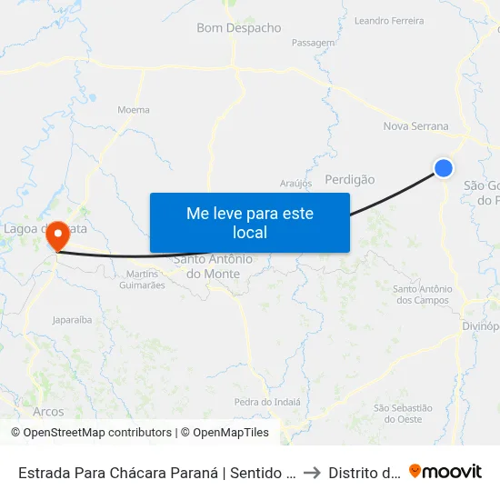 Estrada Para Chácara Paraná | Sentido Chácara Paraná to Distrito da Ilha map
