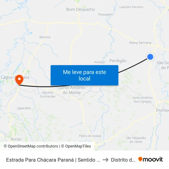 Estrada Para Chácara Paraná | Sentido Chácara Paraná to Distrito da Ilha map