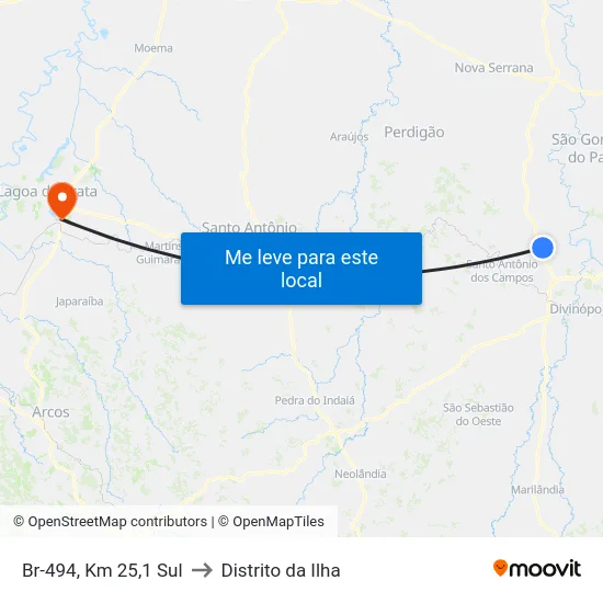 Br-494, Km 25,1 Sul to Distrito da Ilha map