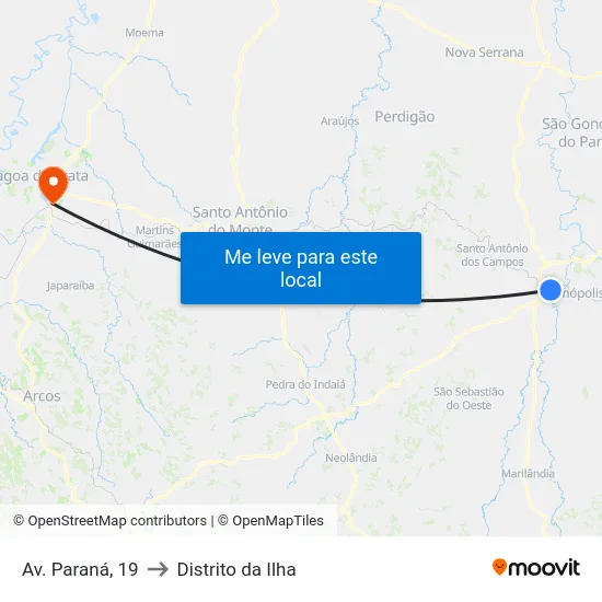 Av. Paraná, 19 to Distrito da Ilha map