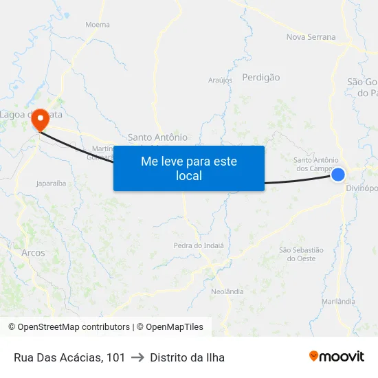 Rua Das Acácias, 101 to Distrito da Ilha map