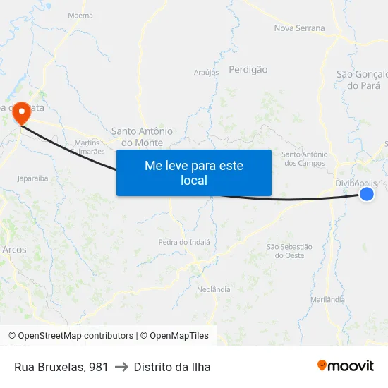 Rua Bruxelas, 981 to Distrito da Ilha map