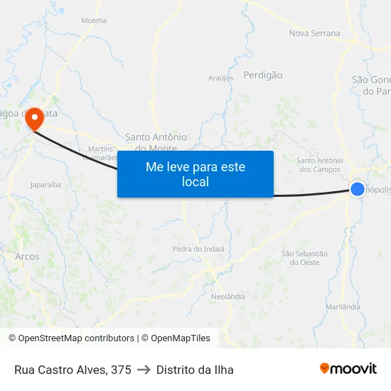 Rua Castro Alves, 375 to Distrito da Ilha map