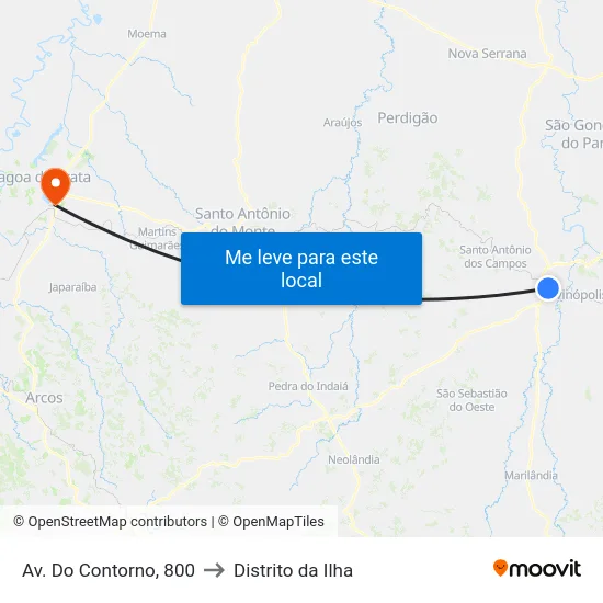Av. Do Contorno, 800 to Distrito da Ilha map