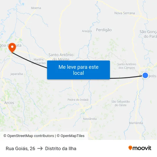 Rua Goiás, 26 to Distrito da Ilha map