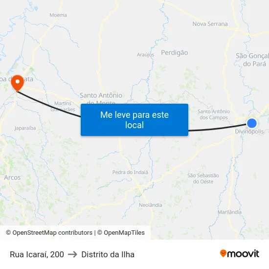 Rua Icaraí, 200 to Distrito da Ilha map
