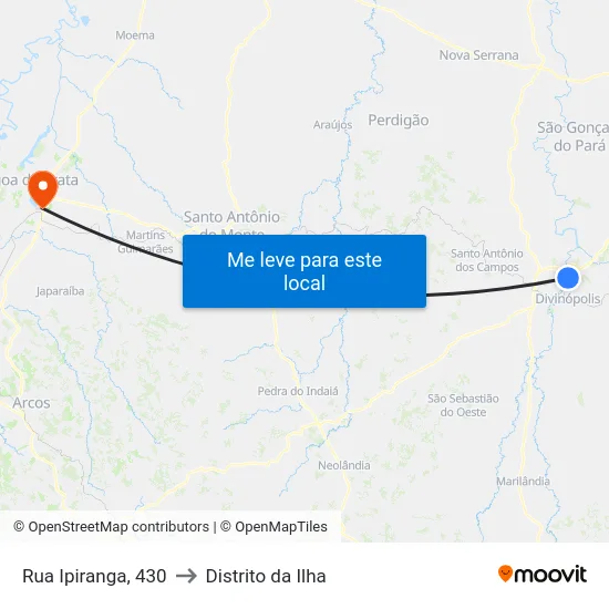 Rua Ipiranga, 430 to Distrito da Ilha map