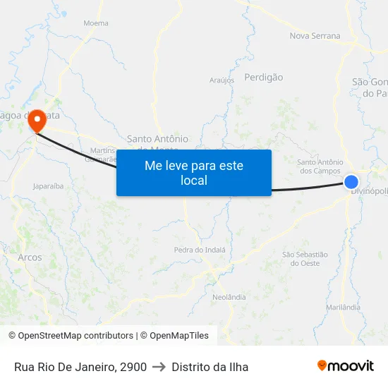 Rua Rio De Janeiro, 2900 to Distrito da Ilha map