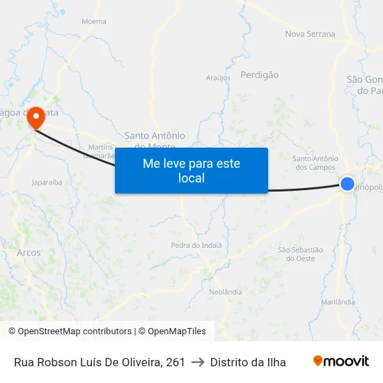 Rua Robson Luís De Oliveira, 261 to Distrito da Ilha map