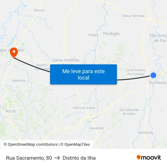 Rua Sacramento, 80 to Distrito da Ilha map