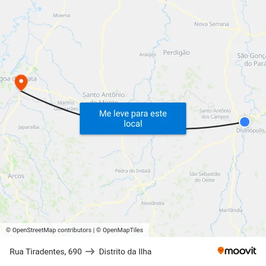 Rua Tiradentes, 690 to Distrito da Ilha map