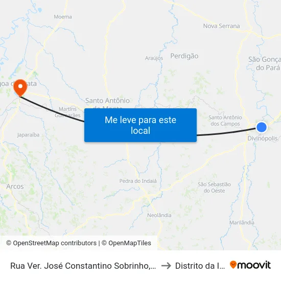 Rua Ver. José Constantino Sobrinho, 1010 to Distrito da Ilha map