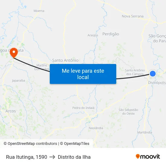 Rua Itutinga, 1590 to Distrito da Ilha map