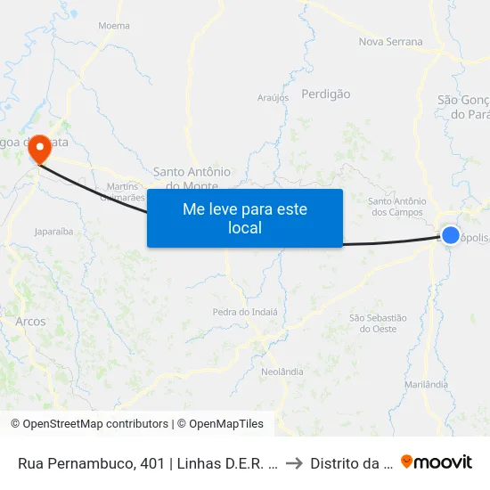 Rua Pernambuco, 401 | Linhas D.E.R. E Rurais to Distrito da Ilha map