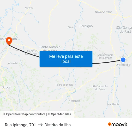 Rua Ipiranga, 701 to Distrito da Ilha map