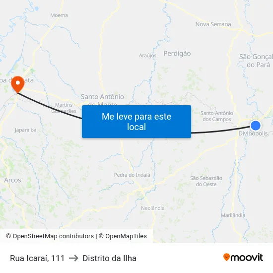 Rua Icaraí, 111 to Distrito da Ilha map