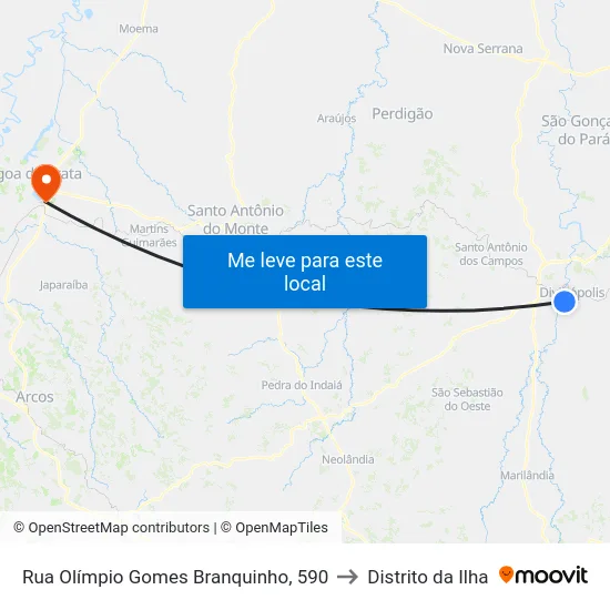 Rua Olímpio Gomes Branquinho, 590 to Distrito da Ilha map