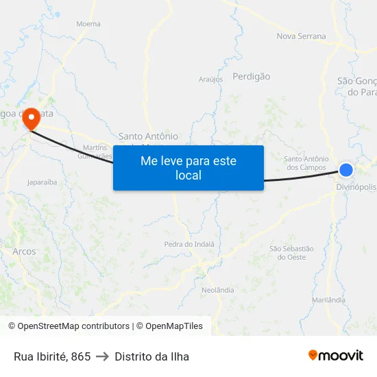 Rua Ibirité, 865 to Distrito da Ilha map