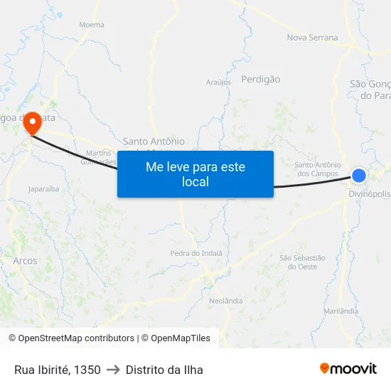 Rua Ibirité, 1350 to Distrito da Ilha map