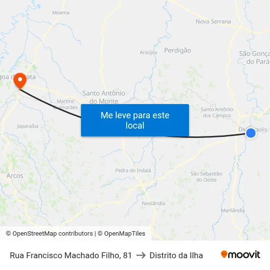 Rua Francisco Machado Filho, 81 to Distrito da Ilha map
