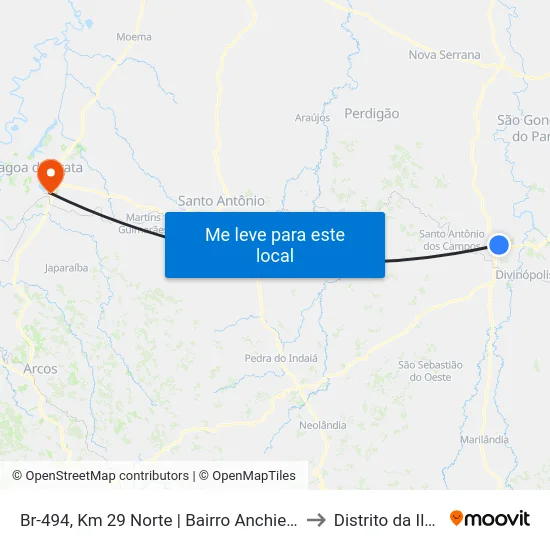 Br-494, Km 29 Norte | Bairro Anchieta to Distrito da Ilha map