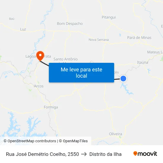 Rua José Demétrio Coelho, 2550 to Distrito da Ilha map