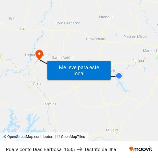 Rua Vicente Dias Barbosa, 1635 to Distrito da Ilha map