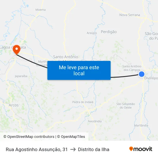 Rua Agostinho Assunção, 31 to Distrito da Ilha map
