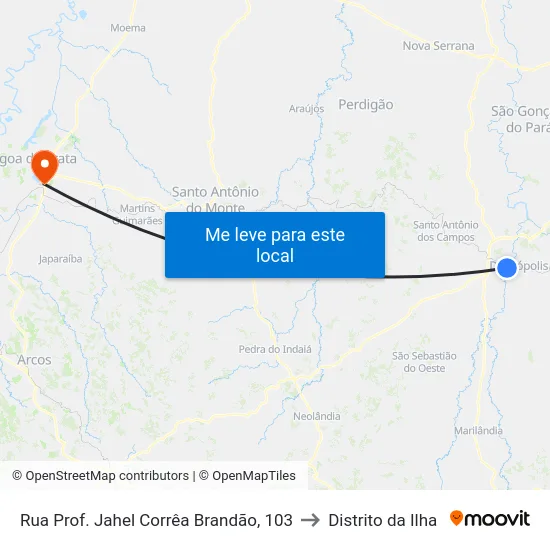Rua Prof. Jahel Corrêa Brandão, 103 to Distrito da Ilha map