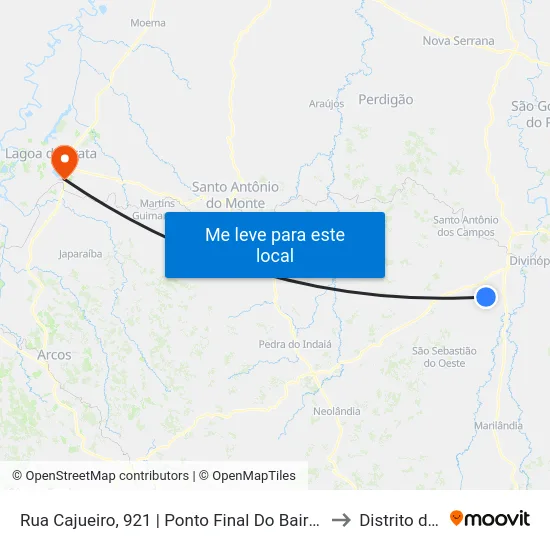 Rua Cajueiro, 921 | Ponto Final Do Bairro Jardinópolis to Distrito da Ilha map