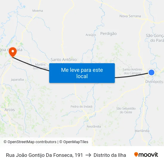 Rua João Gontijo Da Fonseca, 191 to Distrito da Ilha map