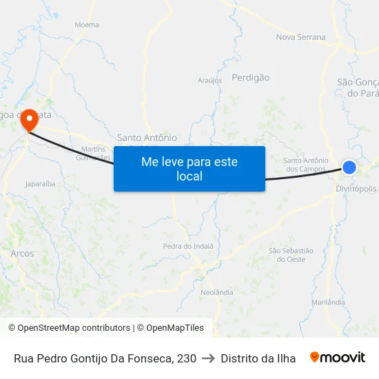 Rua Pedro Gontijo Da Fonseca, 230 to Distrito da Ilha map